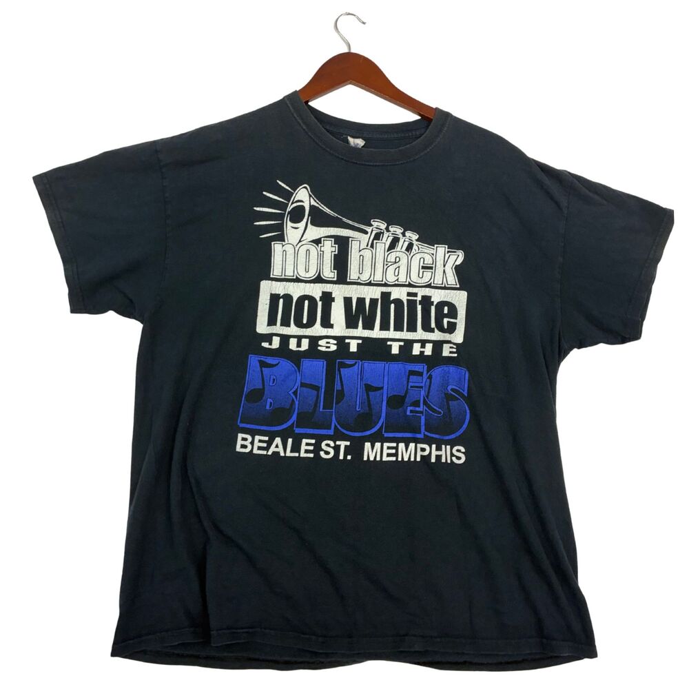 Gildan Heavy Cotton XL Not Black Not White Just The Blues Beale St Memphis Tee